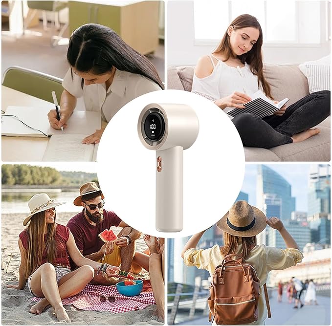 Portable Handheld Fan | Portable Air Cooler Handheld Fan Rechargeable - Hot Weather Men Women Solution with Adjustable 3 Wind Speeds for Cruise, Dorm, Home, School