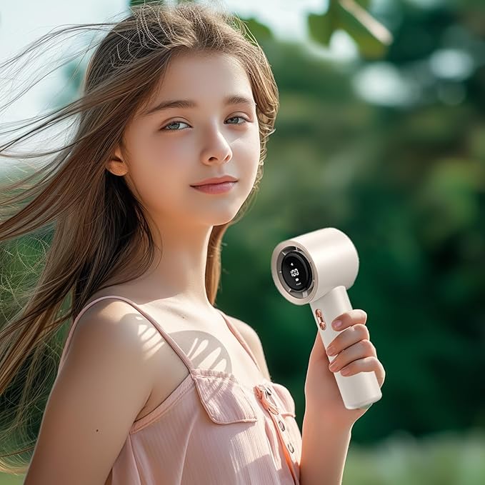 Portable Handheld Fan | Portable Air Cooler Handheld Fan Rechargeable - Hot Weather Men Women Solution with Adjustable 3 Wind Speeds for Cruise, Dorm, Home, School